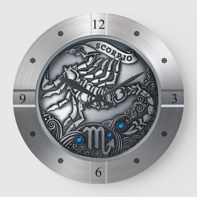 Zodiac ~ Scorpio ~ Celestial ~ Western astrologi ~ Stor Klocka (Framsida)