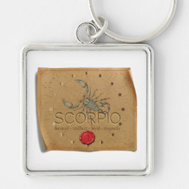 Zodiac - Scorpio - Keychain Fyrkantig Silverfärgad Nyckelring