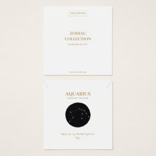 Zodiac Sign Aquarius Jewelry Visning Card Fyrkantigt Visitkort