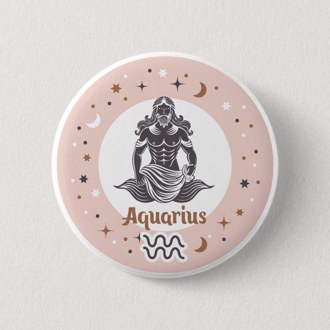 Zodiac Sign Aquarius Knapp (Framsida)