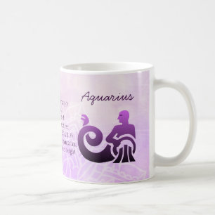 Zodiac Sign Aquarius Lila Astrology Symbol Kaffemugg
