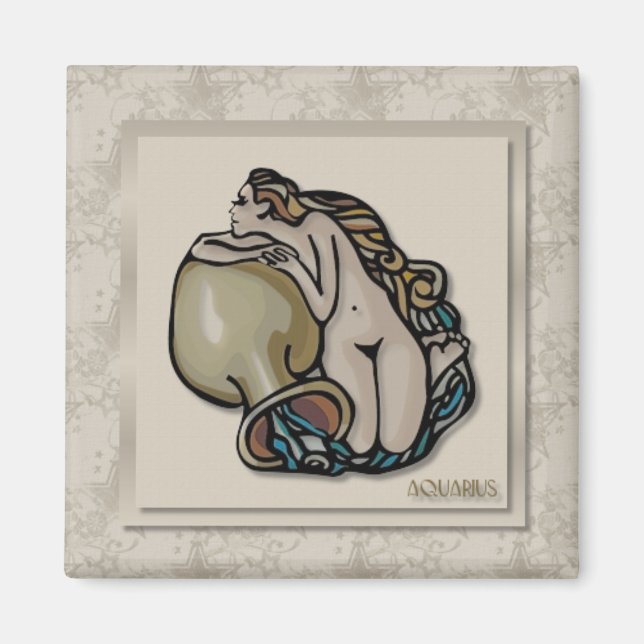 Zodiac Sign Aquarius Magnet (Framsidan)