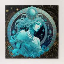 Zodiac Sign Aquarius Puzzle, 20" x20" 676 pcs.