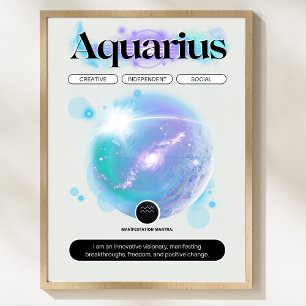 Zodiac Sign Aquarius Quote Luft Inslag Poster