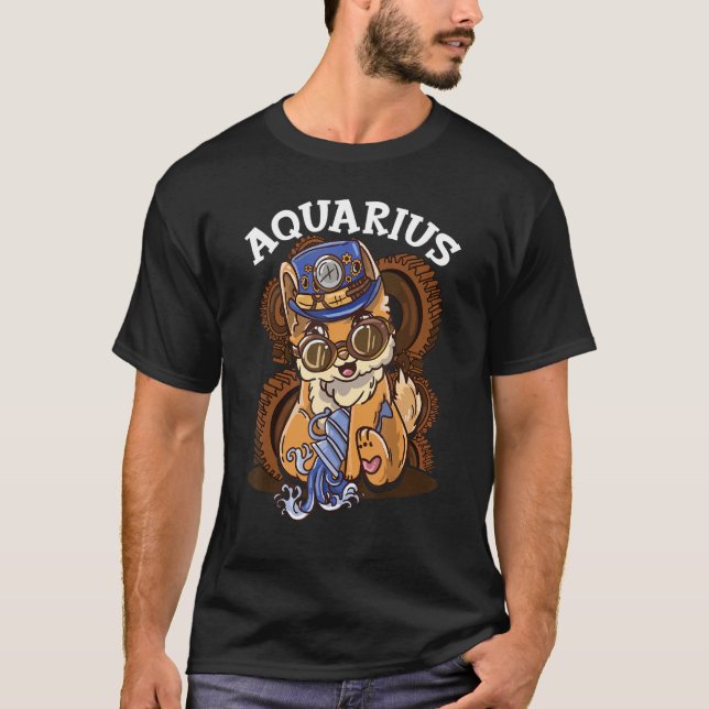 Zodiac Sign Aquarius T Shirt (Framsida)