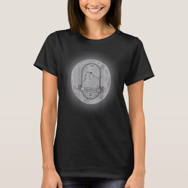 Zodiac Sign Aquarius T Shirt (Framsida)