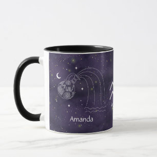 Zodiac Sign Aquarius Watercolor Anpassade Mugg