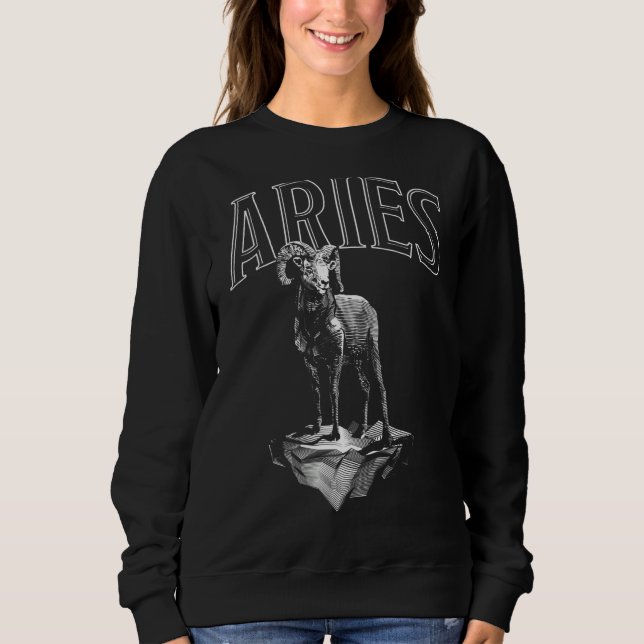 Zodiac Sign Aries Astrology Horoscope T Shirt (Framsida)