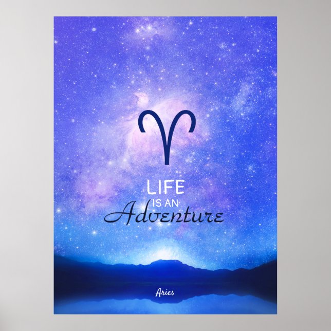 Zodiac Sign Aries Dreamy Star Himlar-citattecken P Poster (Framsidan)