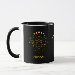 Zodiac Sign Aries Golden Gult Anpassade Mugg