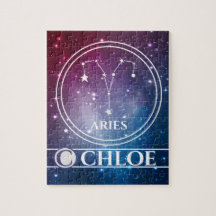 Zodiac Sign ARIES Lila Night Himlar Stars Namn