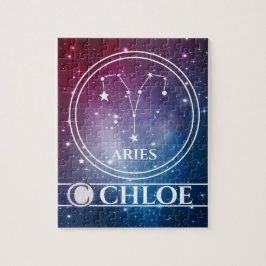 Zodiac Sign ARIES Lila Night Himlar Stars Namn Pussel