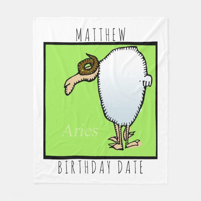 Zodiac Sign Aries Personlig Birthday Blanket Fleecefilt (Framsidan)