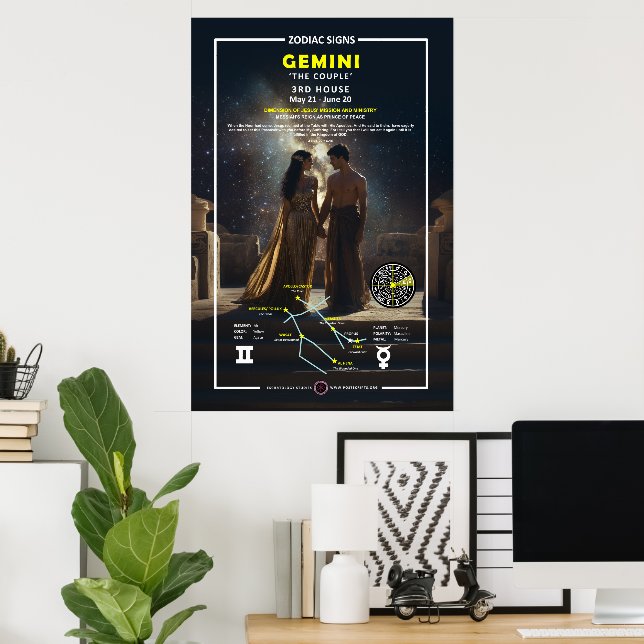 Zodiac Sign av Gemini Poster (Hemmakontoret)