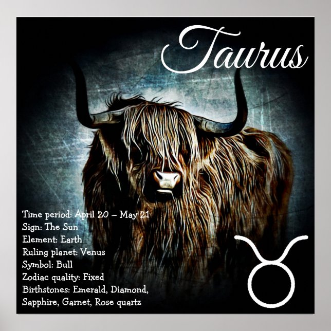 Zodiac Sign Bull Symbol Taurus Astrology Poster (Framsidan)