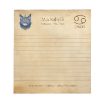 Zodiac Sign Cancer & Celestial Cat Anteckningsbloc