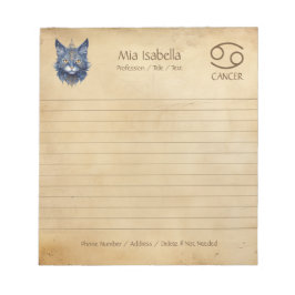 Zodiac Sign Cancer & Celestial Cat Anteckningsbloc Anteckningsblock