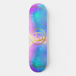 Zodiac Sign Cancer Guld på färgad bakgrund | Mini Skateboard Bräda 18,5 Cm
