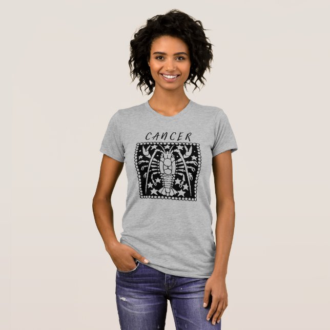 Zodiac Sign Cancer Horoscope Logotyp T Shirt (Hel framsida)
