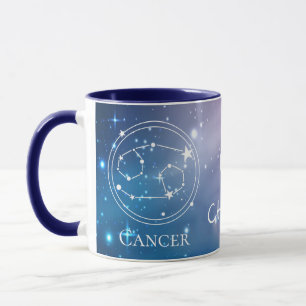 Zodiac Sign CANCER Lila Blue Namn Monogram Mugg