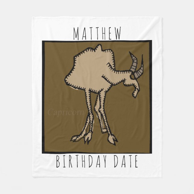 Zodiac Sign Capricorn Namn Birthday Blanket Fleecefilt (Framsidan)