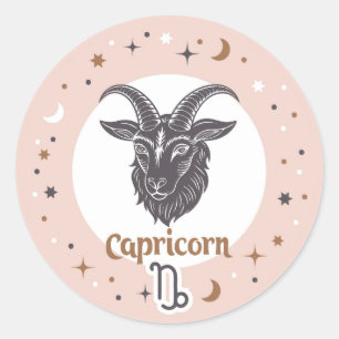 Zodiac Sign Capricorn Runt Klistermärke