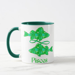 Zodiac Sign för Pisces i Seafoam Grönt Mugg