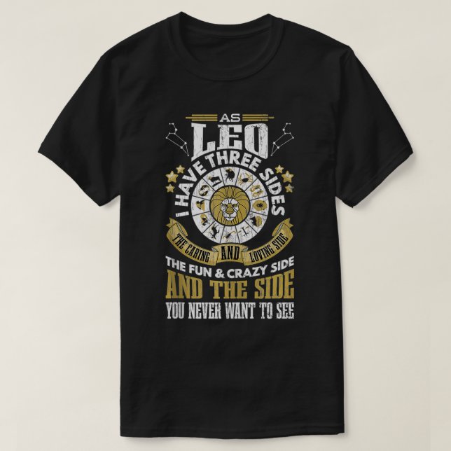 Zodiac Sign Funny Leo har 3 sidor grafik T Shirt (Design framsida)