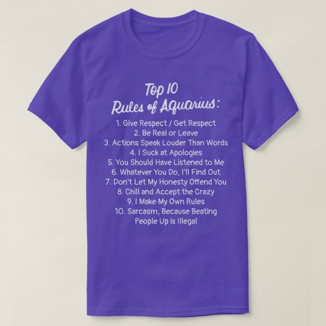 Zodiac Sign Funny Top 10 Rules Of Aquarius Premium T Shirt (Design framsida)