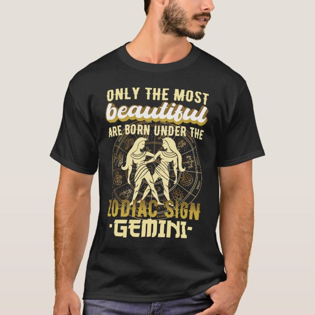 Zodiac Sign Gemini Astrology T Shirt (Framsida)