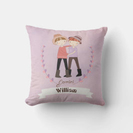 Zodiac Sign Gemini Boy Add A Namn Dekorativ kudde