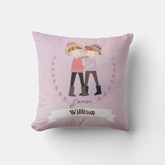 Zodiac Sign Gemini Boy Add A Namn Dekorativ kudde