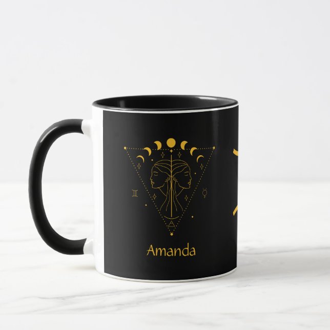Zodiac Sign Gemini Golden Gult Anpassade Mugg (Vänster)