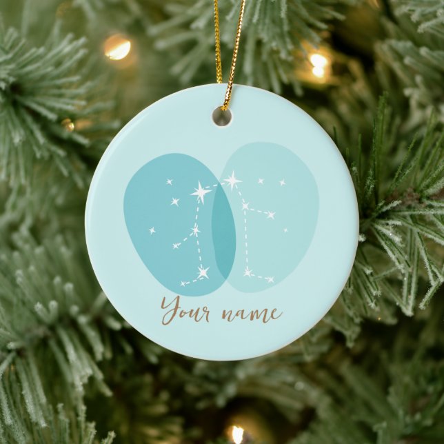 Zodiac Sign Gemini Julgransprydnad Keramik (Träd)