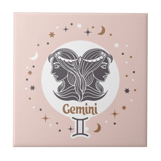 Zodiac Sign Gemini Kakelplatta (Framsidan)