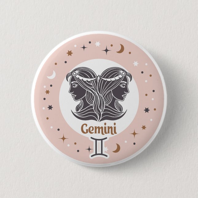 Zodiac Sign Gemini Knapp (Framsida)