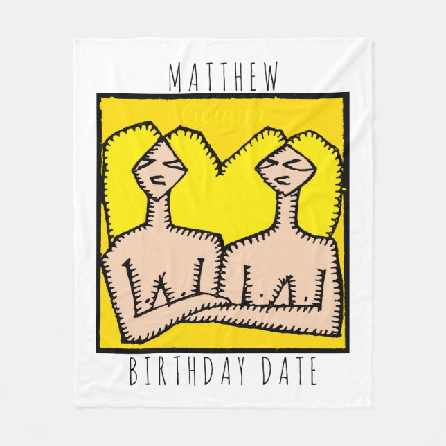 Zodiac Sign Gemini Personlig Birthday Blanket Fleecefilt (Framsidan)