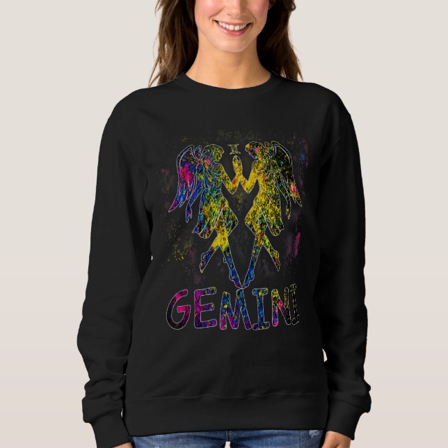 Zodiac Sign Gemini Zodiac Vatten Färg Birthday Bor T Shirt (Framsida)