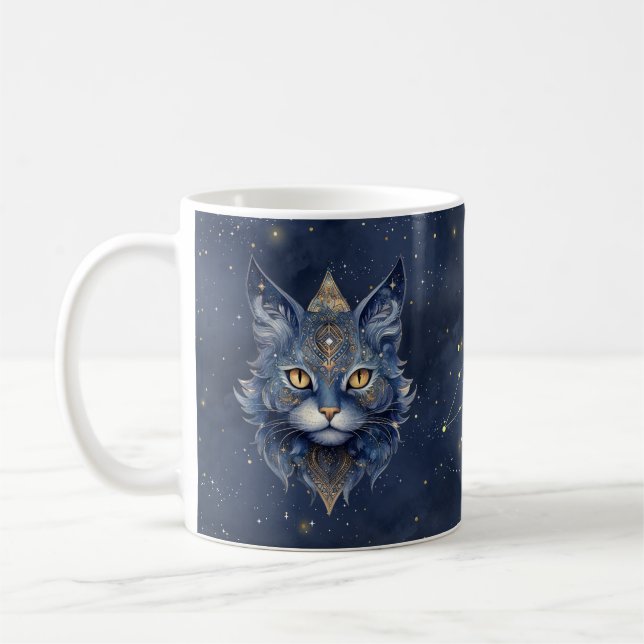 Zodiac Sign Leo & Celestial Cat Mugg (Vänster)