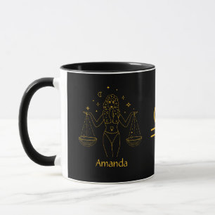 Zodiac Sign Libra Golden Gult Anpassade Mugg