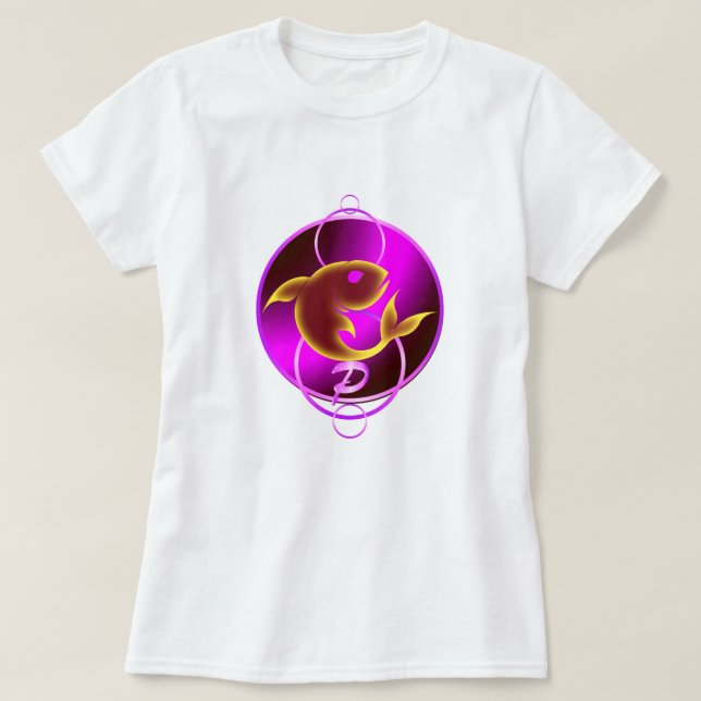 Zodiac Sign Lila Pisces-design T Shirt (Design framsida)
