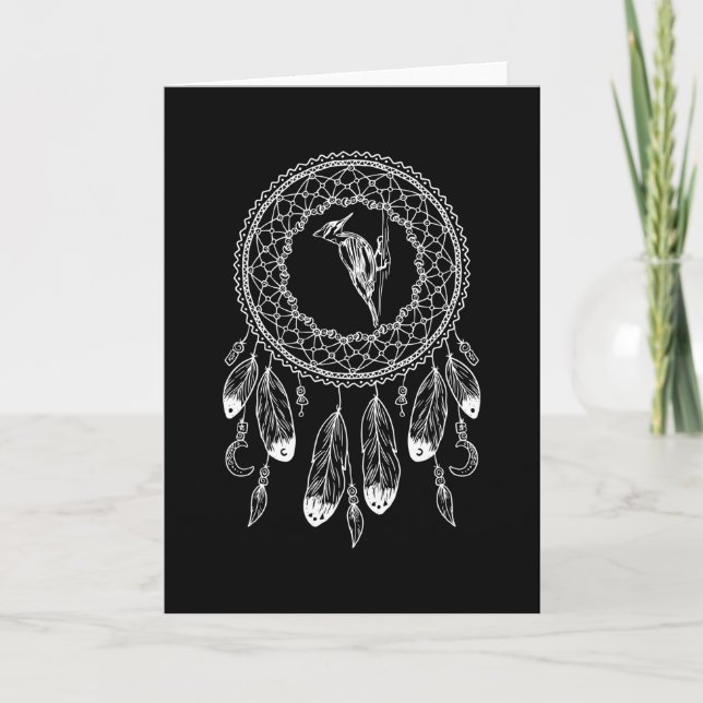 Zodiac Sign Native American Woodpecker Kort (Framsida)