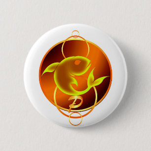 Zodiac Sign Orange Pisces-design Knapp