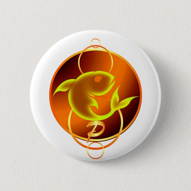 Zodiac Sign Orange Pisces-design Knapp (Framsida)