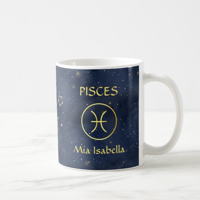Zodiac Sign Pisces & Celestial Cat Mugg (Höger)