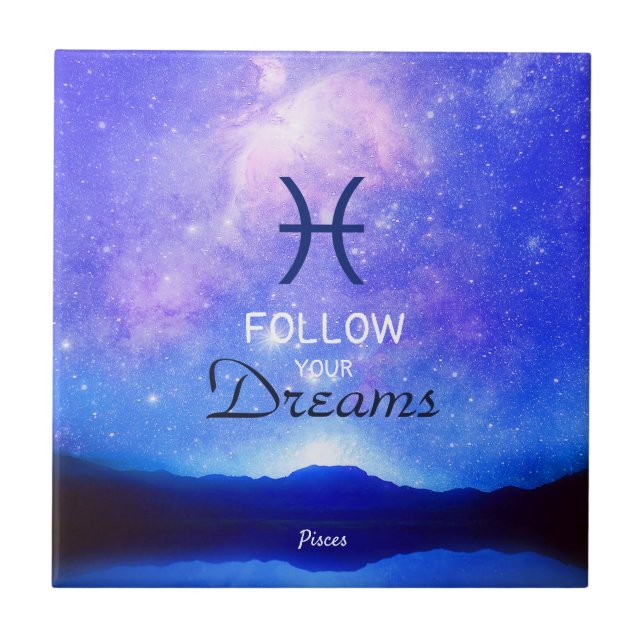 Zodiac Sign Pisces Dreamy Star Himlar-citat Kakelplatta (Framsidan)