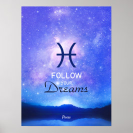 Zodiac Sign Pisces Dreamy Star Himlar-citattecken  Poster