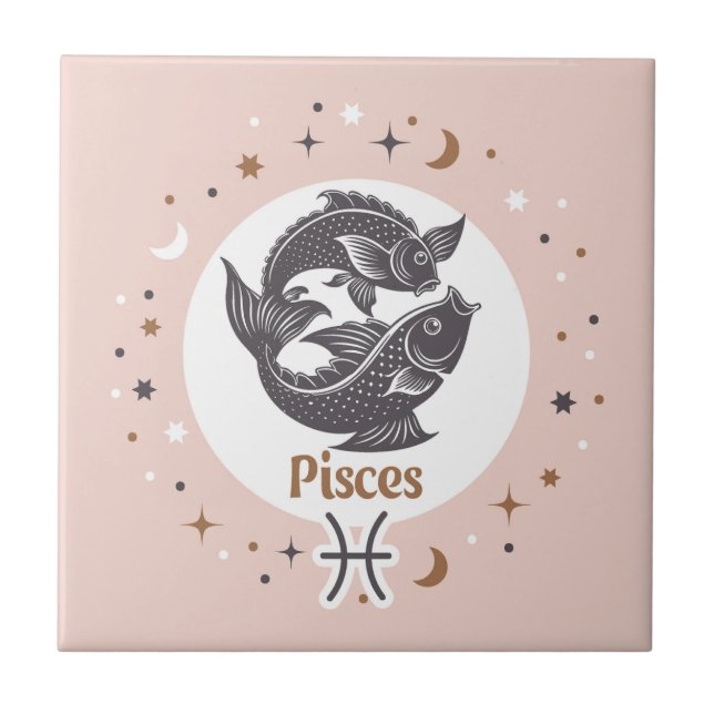 Zodiac Sign Pisces Kakelplatta (Framsidan)