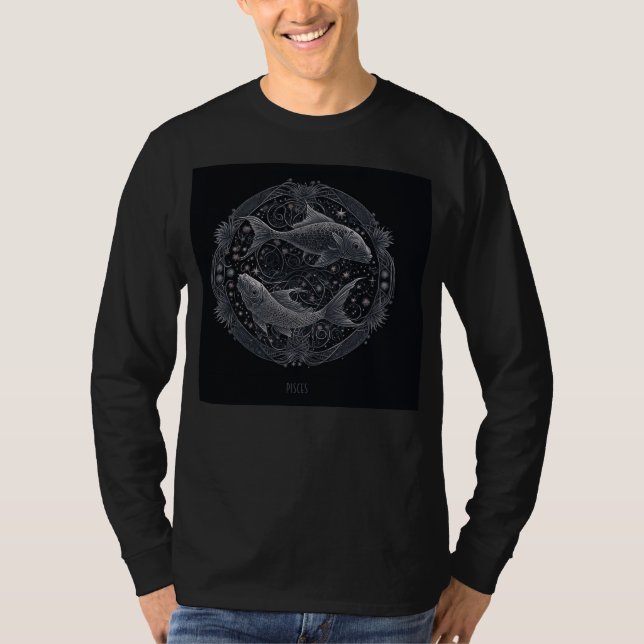 Zodiac Sign Pisces T Shirt (Framsida)