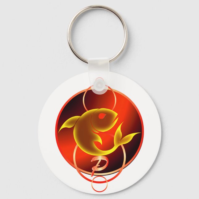 Zodiac Sign Red Pisces-design Nyckelring (Framsida)